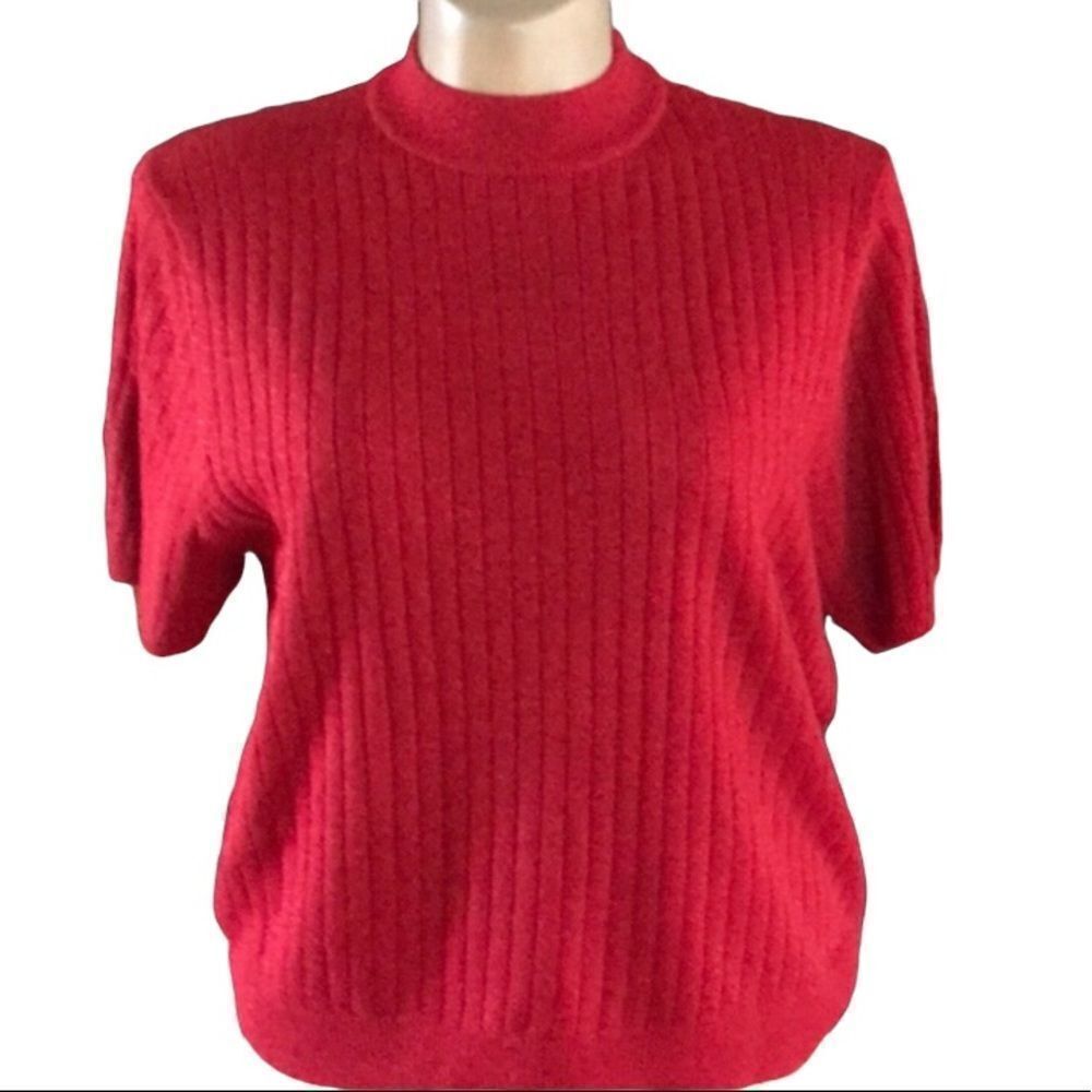 Sag Harbor Glittery XL Mock Red Turtleneck Sweater